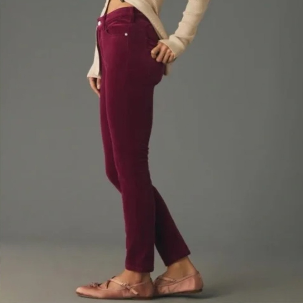 Anthropologie Pilcro High Rise Skinny Magenta Corduroy Pants Size 29